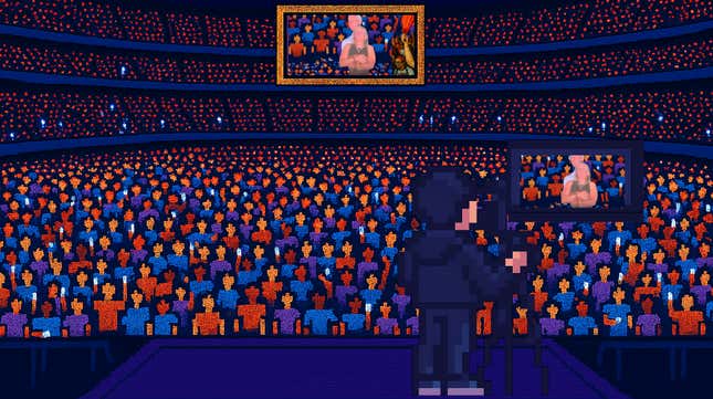 Un jeu d’IA montre un couple à un concert de Coldplay.