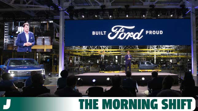 Ford CEO Jim Farley speaks at an event for the F-150 Lightning.