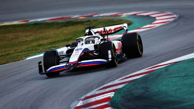 A photo of Nikita Mazepin in his 2022 Haas racer.