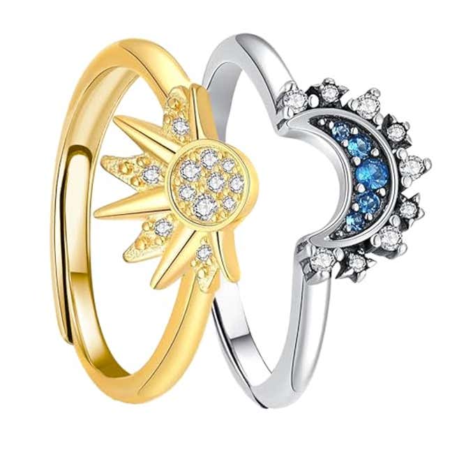 Image for article titled Sun and Moon Ring Set Stackable Rings for Women, Now 29% Off