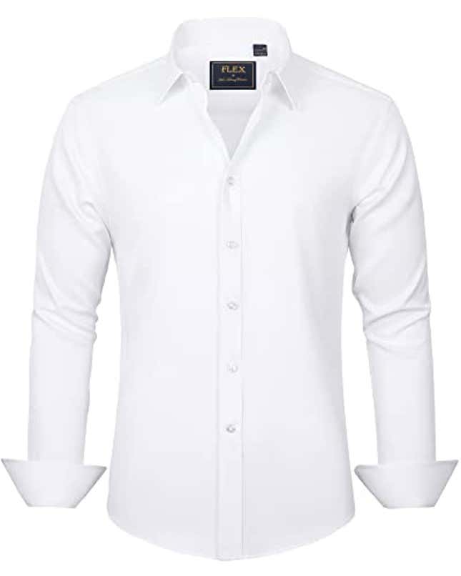 J.VER Men's Dress Shirts Solid Long Sleeve Stretch Wrinkle-Free Shirt ...
