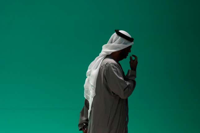 COP28 President Sultan al-Jaber leaves a plenary session at the COP28 U.N. Climate Summit, Wednesday, Dec. 13, 2023, in Dubai, United Arab Emirates. (AP Photo/Kamran Jebreili)