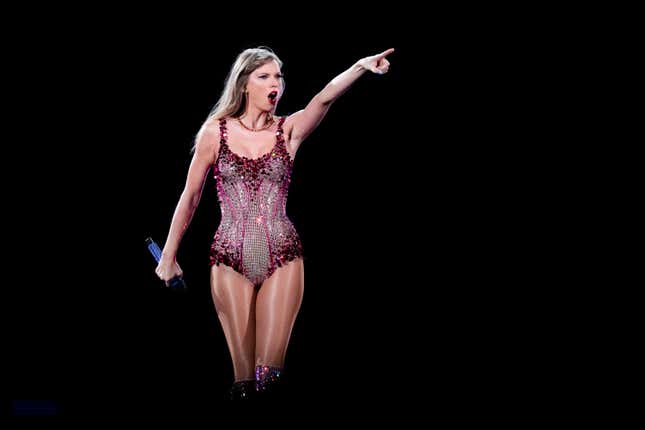 FILE - Taylor Swift performs at the Monumental stadium during her Eras Tour concert in Buenos Aires, Argentina, Thursday, Nov. 9, 2023. (AP Photo/Natacha Pisarenko, File)