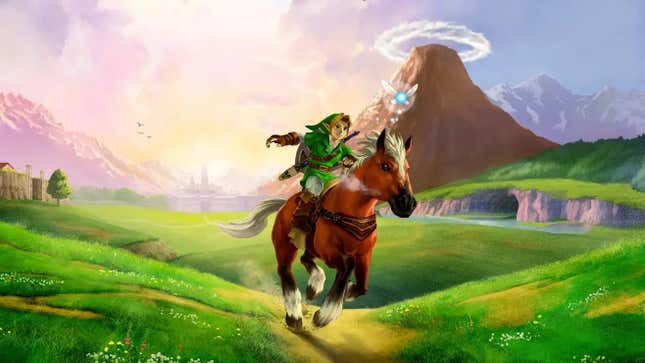 Very much not live-action Zelda, as a cartoon Link rides a cartoon horse.