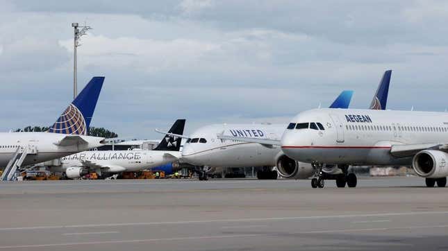 Airplanes are pictured at tarmac in Munich Airport Franz-Joseph-Strauss International on September 15, 2022 in Erding, Germany.