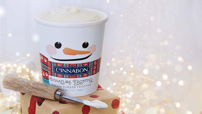 Pint of frosting on wintry background