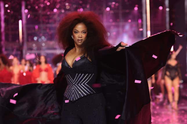 Tyra Banks walks the runway for the Victoria’s Secret Fashion Show 2024 on October 15, 2024 in New York City.