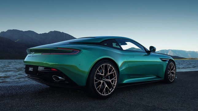 A photo of a the rear quarter of the Aston Martin DB12 sports car. 