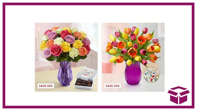 A 40% off bouquet and a 30% off bouquet from 1-800-Flowers next to The Inventory logo