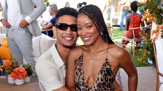 Darius Daulton Jackson and Keke Palmer attend the Veuve Clicquot Polo Classic Los Angeles on October 02, 2021 in Pacific Palisades, California.