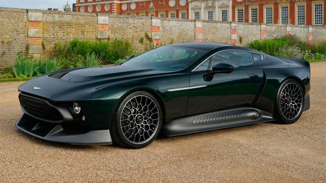 A photo of the dark green Aston Martin Victor supercar. 