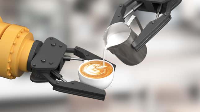 robot arms pouring coffee