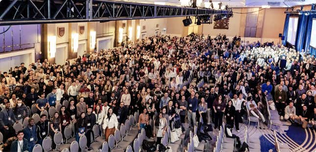 aerial view of a large group of people