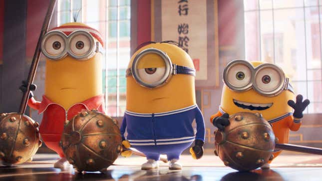 Minions (2015) (L to R) STUART, KEVIN and BOB dig their new gadgets in  Minions, Universal Pictures and Illumination Entertainment's comedy  adventure in which the Minions try to save all Minionkindfrom  annihilation