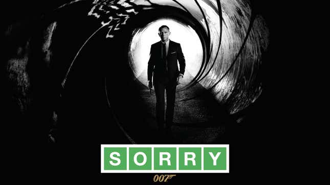 The James Bond poster for Skyfall, with a Wordle "SORRY" in place of its name.