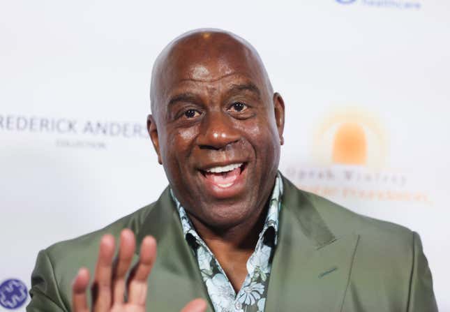 LOS ANGELES, CALIFORNIA - SEPTEMBER 28: Magic Johnson attends the HollyRod Foundation DesignCares Gala at Rolling Greens on September 28, 2024 in Los Angeles, California. 