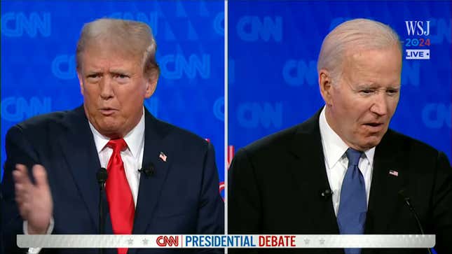 Donald Trump and Joe Biden at the presidential debate.