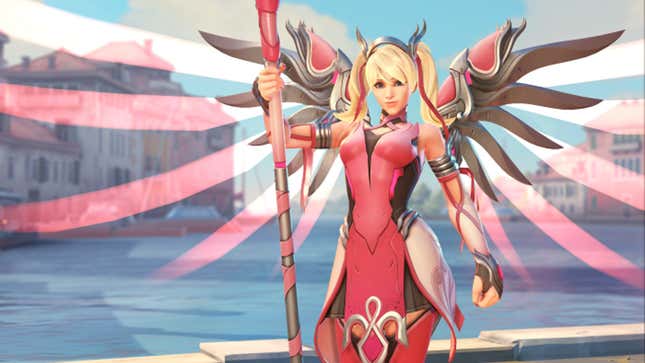 The infamous pink Mercy skin in Overwatch