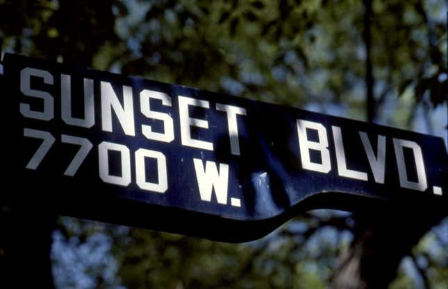 Sunset Boulevard street sign in Los Angeles, CA