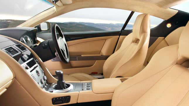 A photo of the interior of an Aston Martin DB9. 