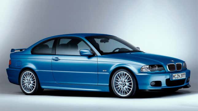 Ein Foto eines blauen BMW 330Ci Clubsport von 2002. 