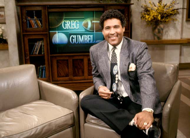  CBS This Morning, a CBS News television program. Pictured is Greg Gumbel on set. Image dated January 1, 1990.