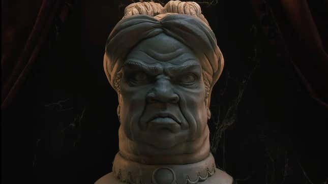 One of many “ugly” busts in the haunted mansion