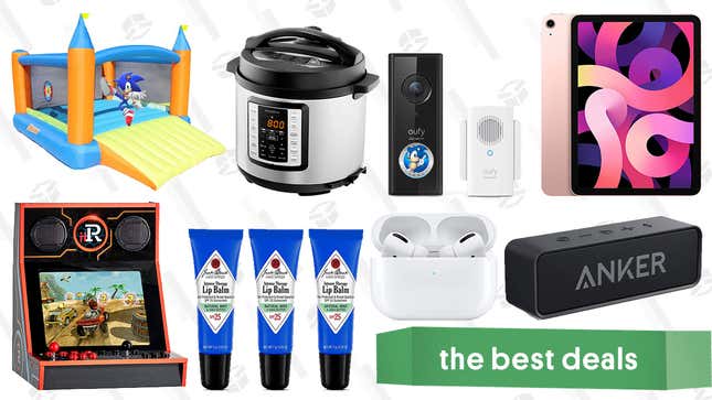 Image for article titled Wednesday&#39;s Best Deals: AirPods Pro, iPad Air, Inflatable Bounce House, iiRcade, Insignia Pressure Cooker, Eufy Wi-Fi Video Doorbell, Jack Black Lip Balm, and More