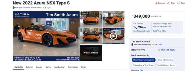 Image for article titled Acura Sold 5 NSX Supercars In 2023, And There’s Still A Few Left For Sale