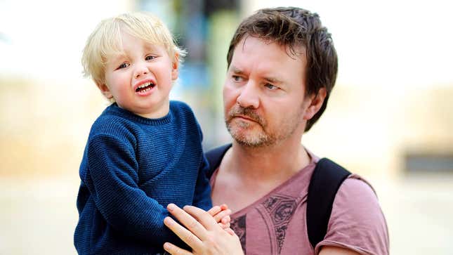 Image for article titled Dad Gives Knowing Nod To Family Also Dealing With Whiny Little Shit