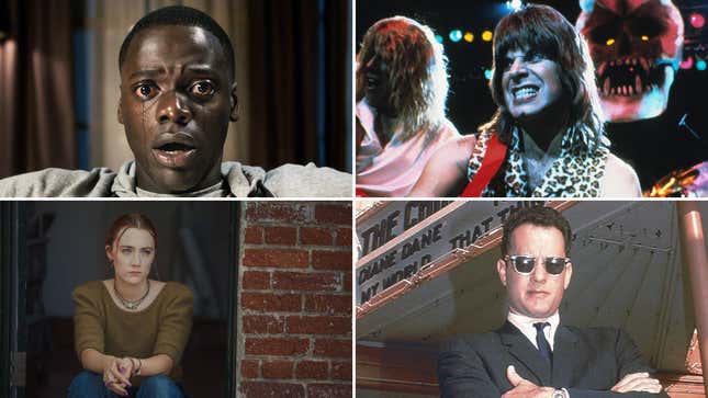 Clockwise left to right: Get Out (Universal Pictures), This Is Spinal Tap (MGM Home Entertainment), That Thing You Do! (20th Century Studios), Lady Bird (A24)