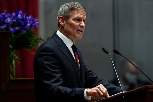 Tennessee Gov. Bill Lee delivers his State of the State address in the House Chamber, Monday, Jan. 31, 2022, in Nashville, Tenn.