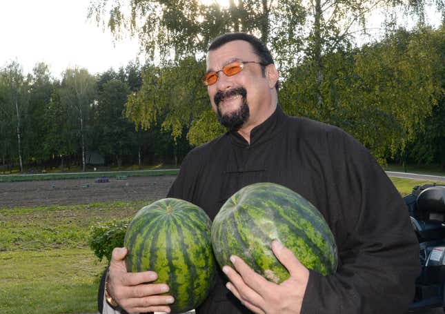 Image for article titled Watch: Steven Seagal eating carrots with the dictator president of Belarus