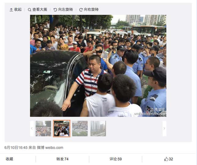 Image for article titled Uber supports the public’s right to protest. Except in China.