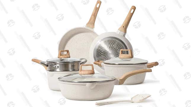  CAROTE Pots and Pans Set Nonstick, White Granite