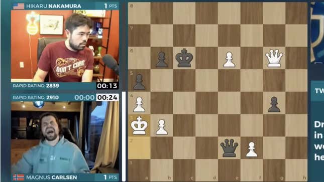 Magnus Carlen is eliminated from the Chessable Masters after mouse sli, magnus vs hikaru