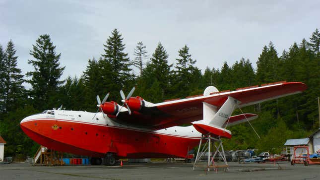 A photo of a Martin Mars water bomber. 