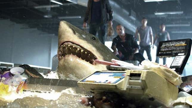A shark crashing in