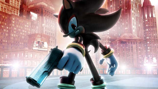 Shadow pointe une arme sur l’écran comme un gars cool.