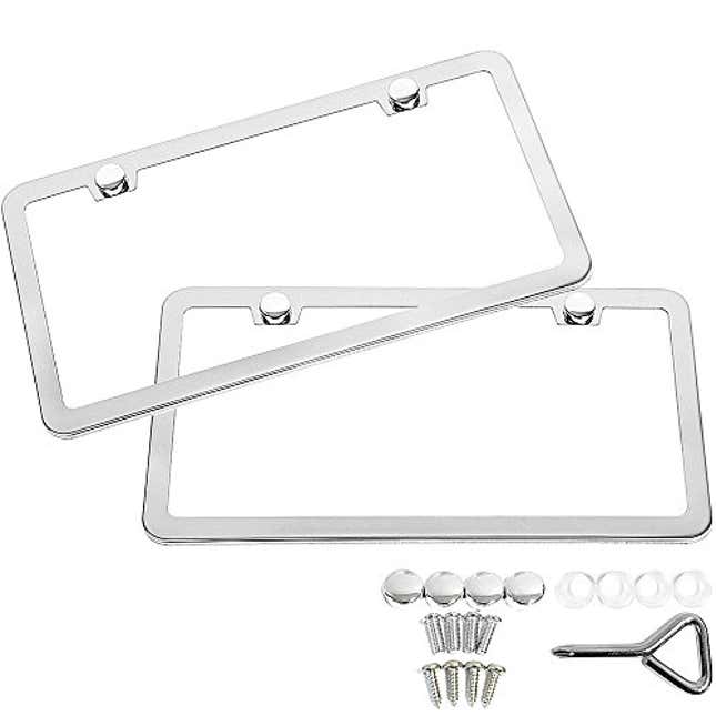 SunplusTrade 2 Stainless Steel Polish Mirror License Plate Frame ...