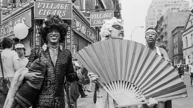 Marsha P. Johnson at the 1982 Pride March in New York City.