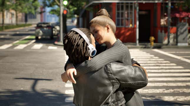 A young couple kissing in inZOI.