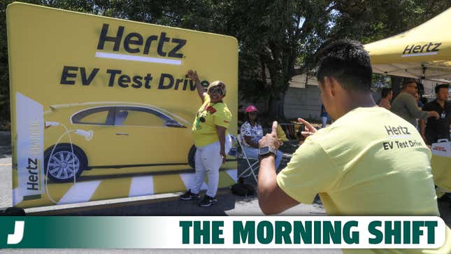 A photo of people at a Hertz EV test day. 