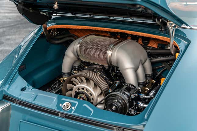 A photo of the engine bay and this car's 4.0-liter naturally aspirated flat-6 