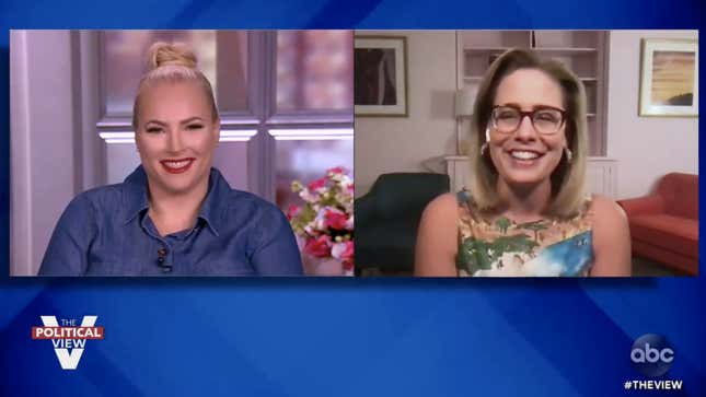 Image for article titled Sen. Kyrsten Sinema Defends Her Support of the Filibuster, Bonds With Meghan McCain Over Cacti