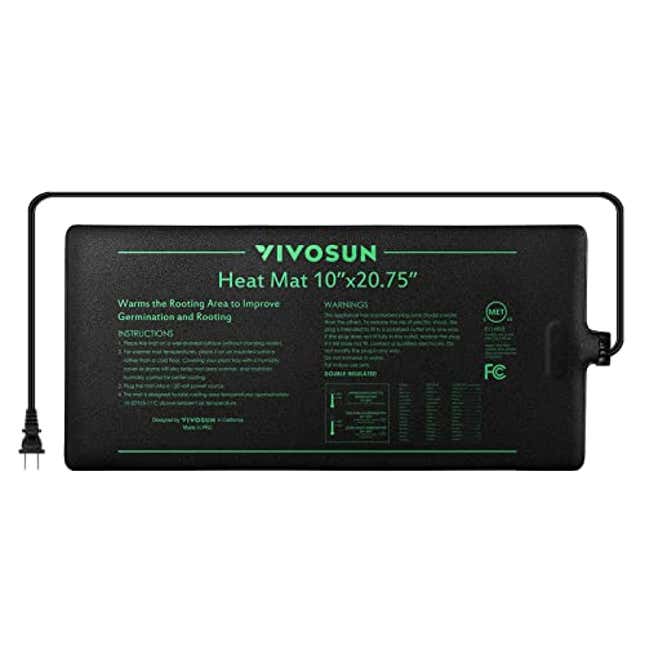 Image for article titled VIVOSUN Durable Waterproof Seedling Heat Mat 10&quot; x 20.75&quot; UL &amp; MET-Certified Warm Hydroponic Heating Pad for Germination, Now 20% Off