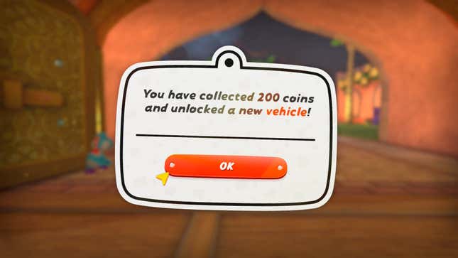 A notification explaining that a new vehicle was unlocked.
