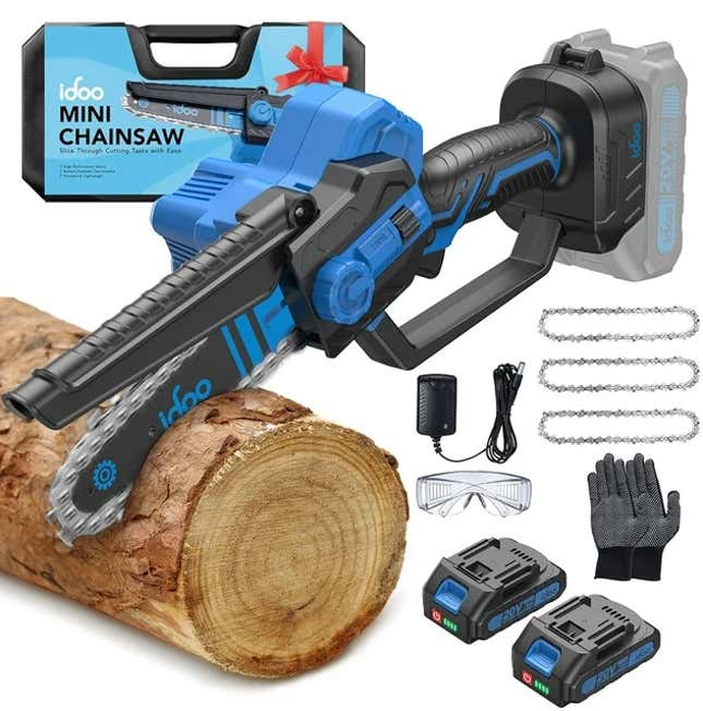 Image for article titled A Must-Have iDOO 6&quot; Cordless Handheld Mini Electric Chainsaw from Walmart, 70% Off