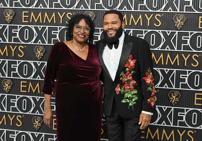 Doris Hancox and Anthony Anderson at the 75th Primetime Emmy Awards held at the Peacock Theater on January 15, 2024 in Los Angeles, California.