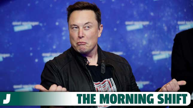 A photo of Elon Musk pulling a funny face. 